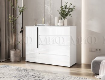 Комод 1 дверь 4 ящика (1200) Норд,  белый (Миф) в Новоуральске - novouralsk.mebel-e96.ru