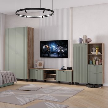 Стенка Олива комп.3 эвкалипт софт (БТС) в Новоуральске - novouralsk.mebel-e96.ru