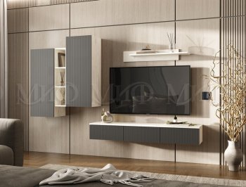 Стенка Оскар комп.2 крафт белый/графит (Миф) в Новоуральске - novouralsk.mebel-e96.ru