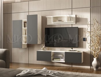 Стенка Оскар крафт белый/графит (Миф) в Новоуральске - novouralsk.mebel-e96.ru