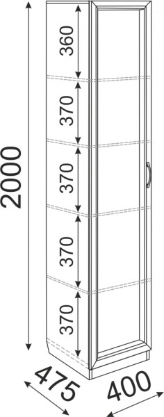 Пенал Остин М03 полки 400 (Риннер) в Новоуральске - novouralsk.mebel-e96.ru