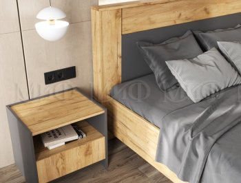 Кровать парящая Остин крафт/графит (Миф) в Новоуральске - novouralsk.mebel-e96.ru