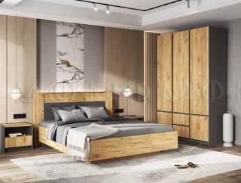 Кровать парящая Остин крафт/графит (Миф) в Новоуральске - novouralsk.mebel-e96.ru