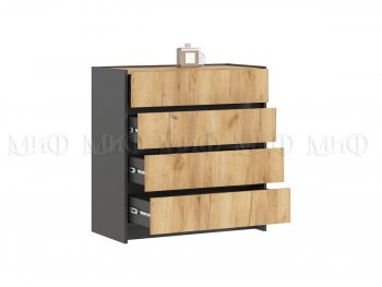Комод 4ящ. Остин крафт/графит (Миф) в Новоуральске - novouralsk.mebel-e96.ru