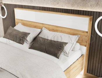 Кровать парящая Роджина с подсветкой, крафт/белый (Миф) в Новоуральске - novouralsk.mebel-e96.ru