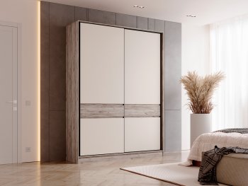 Шкаф-купе 1800 мм Роджина крафт серый/кашемир (Миф) в Новоуральске - novouralsk.mebel-e96.ru