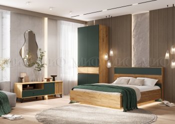 Спальный гарнитур Роджина крафт/изумрудный, модульный (Миф) в Новоуральске - novouralsk.mebel-e96.ru