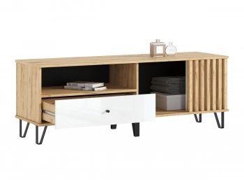 Тумба ТВ (1500) Роджина крафт/белый (Миф) в Новоуральске - novouralsk.mebel-e96.ru