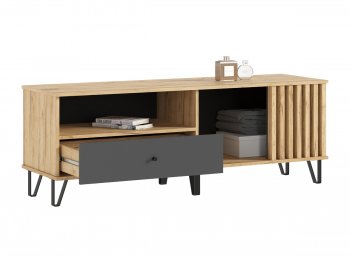 Тумба ТВ (1500) Роджина крафт/графит (Миф) в Новоуральске - novouralsk.mebel-e96.ru