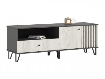 Тумба ТВ (1500) Роджина крафт белый/графит (Миф) в Новоуральске - novouralsk.mebel-e96.ru