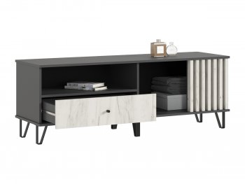 Тумба ТВ (1500) Роджина крафт белый/графит (Миф) в Новоуральске - novouralsk.mebel-e96.ru