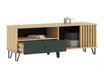 Тумба ТВ (1500) Роджина крафт/изумрудный (Миф) в Новоуральске - novouralsk.mebel-e96.ru