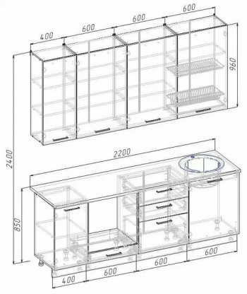 Кухонный гарнитур Муссон 2200 мм в Новоуральске - novouralsk.mebel-e96.ru