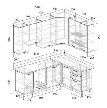 Угловой кухонный гарнитур Муссон 2200*1600 мм Sanvut в Новоуральске - novouralsk.mebel-e96.ru