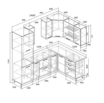 Угловой кухонный гарнитур Элеганция 2400*1600 мм Sanvut в Новоуральске - novouralsk.mebel-e96.ru