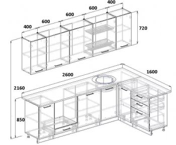Угловой кухонный гарнитур Роза 2600*1600 мм Sanvut в Новоуральске - novouralsk.mebel-e96.ru