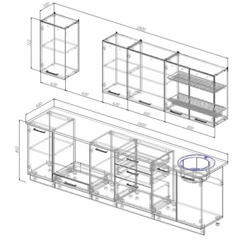 Кухонный гарнитур Латте 2800 мм в Новоуральске - novouralsk.mebel-e96.ru