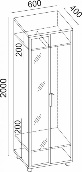 Шкаф 600 с зеркалом West (Риннер) в Новоуральске - novouralsk.mebel-e96.ru