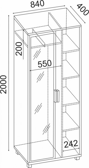 Шкаф 800 с зеркалом West (Риннер) в Новоуральске - novouralsk.mebel-e96.ru