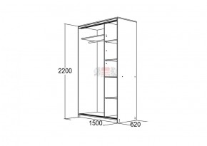 Шкаф для платья и белья Мираж 15.1 (620) в Новоуральске - novouralsk.mebel-e96.ru