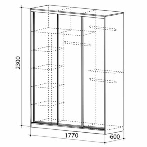 Шкаф-купе Бассо 1-600 (полки слева) в Новоуральске - novouralsk.mebel-e96.ru