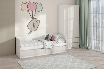 Кровать Соната 900 белый/крафт белый (Зарон) в Новоуральске - novouralsk.mebel-e96.ru