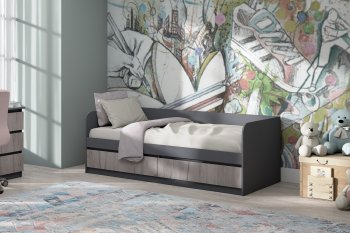 Кровать Соната 900 графит/крафт серый (Зарон) в Новоуральске - novouralsk.mebel-e96.ru