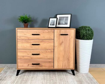 Комод-Тумба (1дв,4ящ) SVETLANA LOFT, дуб золотой (Генезис) в Новоуральске - novouralsk.mebel-e96.ru