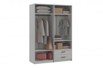 Шкаф 1500 мм  4-х ств. с зеркалом 2 ящ. SVETLANA LOFT, сосна белая (Генезис) в Новоуральске - novouralsk.mebel-e96.ru