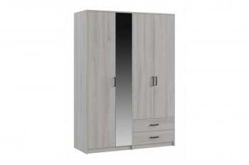 Шкаф 1500 мм  4-х ств. с зеркалом 2 ящ. SVETLANA LOFT, сосна белая (Генезис) в Новоуральске - novouralsk.mebel-e96.ru