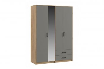 Шкаф 1500 мм  4-х ств. с зеркалом 2 ящ. SVETLANA LOFT, Дуб золотой/Серый (Генезис) в Новоуральске - novouralsk.mebel-e96.ru