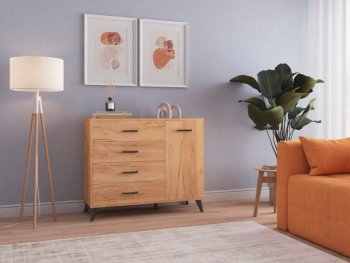 Комод-Тумба (1дв,4ящ) SVETLANA LOFT, дуб золотой (Генезис) в Новоуральске - novouralsk.mebel-e96.ru