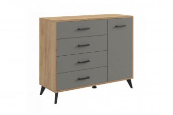 Комод-Тумба (1дв,4ящ) SVETLANA LOFT, дуб золотой/серый (Генезис) в Новоуральске - novouralsk.mebel-e96.ru