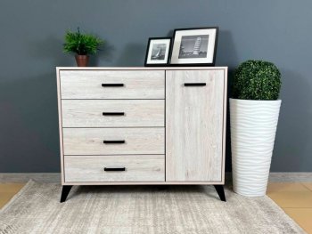 Комод-Тумба (1дв,4ящ) SVETLANA LOFT, сосна белая (Генезис) в Новоуральске - novouralsk.mebel-e96.ru