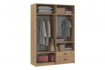 Шкаф 1500 мм  4-х ств. с зеркалом 2 ящ. SVETLANA LOFT, дуб золотой (Генезис) в Новоуральске - novouralsk.mebel-e96.ru