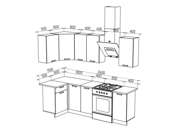 Кухонный гарнитур Техно 1.1*1.8 м Вариант 6 (Миф) в Новоуральске - novouralsk.mebel-e96.ru