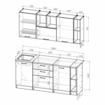 Кухонный гарнитур Томилла макси 4 1800 мм (Герда) в Новоуральске - novouralsk.mebel-e96.ru