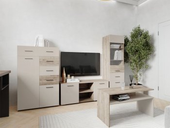 Тумба ТВ Турин ЛДСП крафт серый/кашемир (ВВР) в Новоуральске - novouralsk.mebel-e96.ru