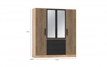 Шкаф 1700 мм 83.07 Вегас (4-х дв.) черный (Олмеко) в Новоуральске - novouralsk.mebel-e96.ru